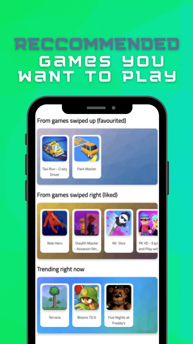 Gameway: recommendations built from games you swiped