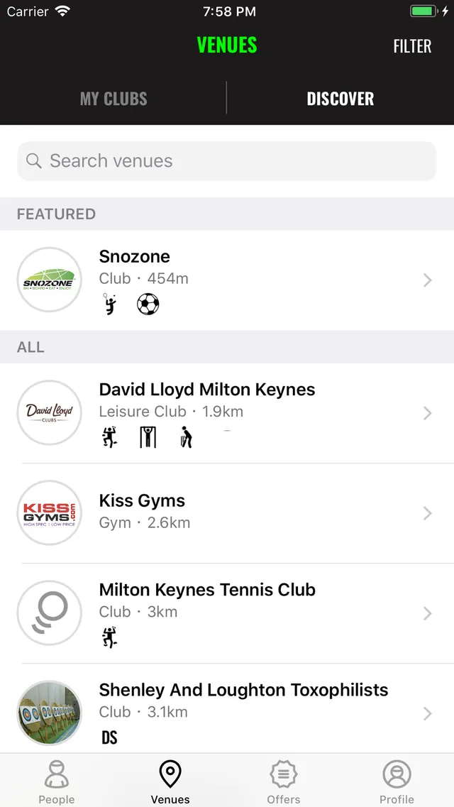 SportBuddy: searching and filtering venues