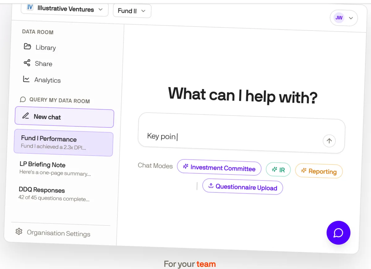 Sprout: the internal workspace, with chat modes for IR, IC and reporting
